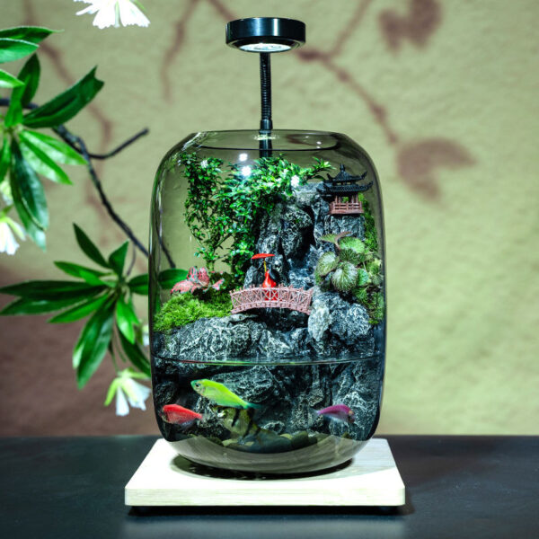 Flowing Fish Tank Moss Micro Landscape Ecological Bottle Real Plants Office Desktop Indoor Landscape Bonsai Green Plants - Image 2