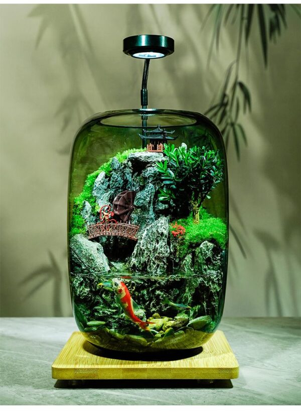 Flowing Fish Tank [Nezha Roars in the Sea] Real Plant Fish Tank Moss Micro Landscape Ecological Bottle Indoor Gift - Image 4