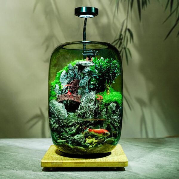 Flowing Fish Tank [Nezha Roars in the Sea] Real Plant Fish Tank Moss Micro Landscape Ecological Bottle Indoor Gift - Image 5
