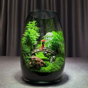 【 Beautiful Jiangnan 】 Chinese style moss micro landscape ecological bottle, green plants, potted plants, creative desktop products, easy to maintain and fresh
