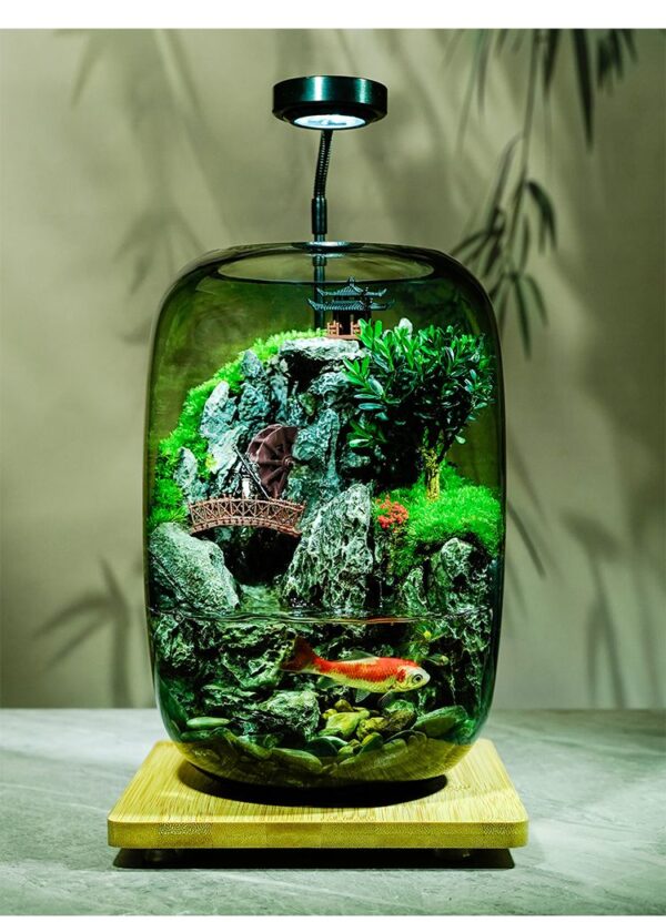 Flowing Fish Tank [Nezha Roars in the Sea] Real Plant Fish Tank Moss Micro Landscape Ecological Bottle Indoor Gift - Image 2